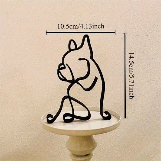 Dog Art Sculpture Metal Dog Abstract Minimalist Art Iron Figurines Office Desktop Accessories For Home Decoration Cute Miniature