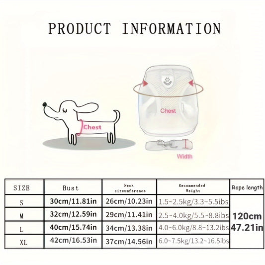 Reflective Pet Harness And Leash Set For Dogs And Cats, Adjustable Puppy Cat Vest Harness With Soft Mesh