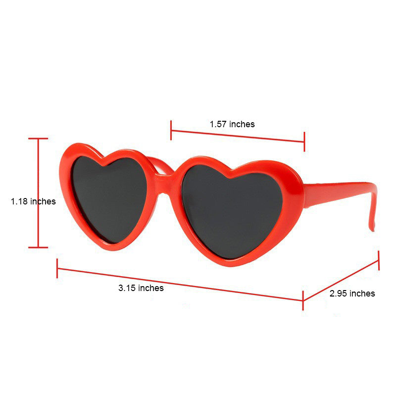 Valentine'S Day Pet Fashion Glasses for Dogs & Cats - Heart-Shaped Glasses with Yellow Lenses, Soft Fabric & Adjustable Strap, Cute Animal Costume Accessories for All Breeds, Dog Fashion Glasses, Playful Pet Accessory, Comfor