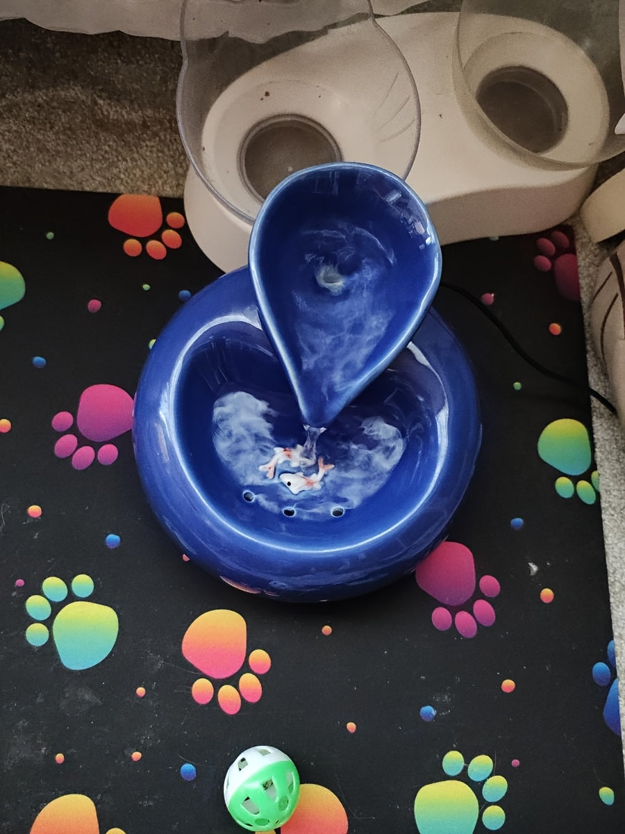 [Automatic Pet Water Dispenser] USB-Powered Automatic Pet Water Dispenser with Replaceable Filter | Modern Blue Design with White Accents, Hygienic Water Bowl for Cats & Dogs, No Battery Needed, Cat Water Fountain, Pet Hydrat