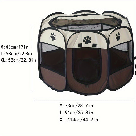Octagonal Pet Fence Tent Oxford Cloth Scratch-Resistant Foldable Dog Cage for Dogs and Cats, Kennel Nest