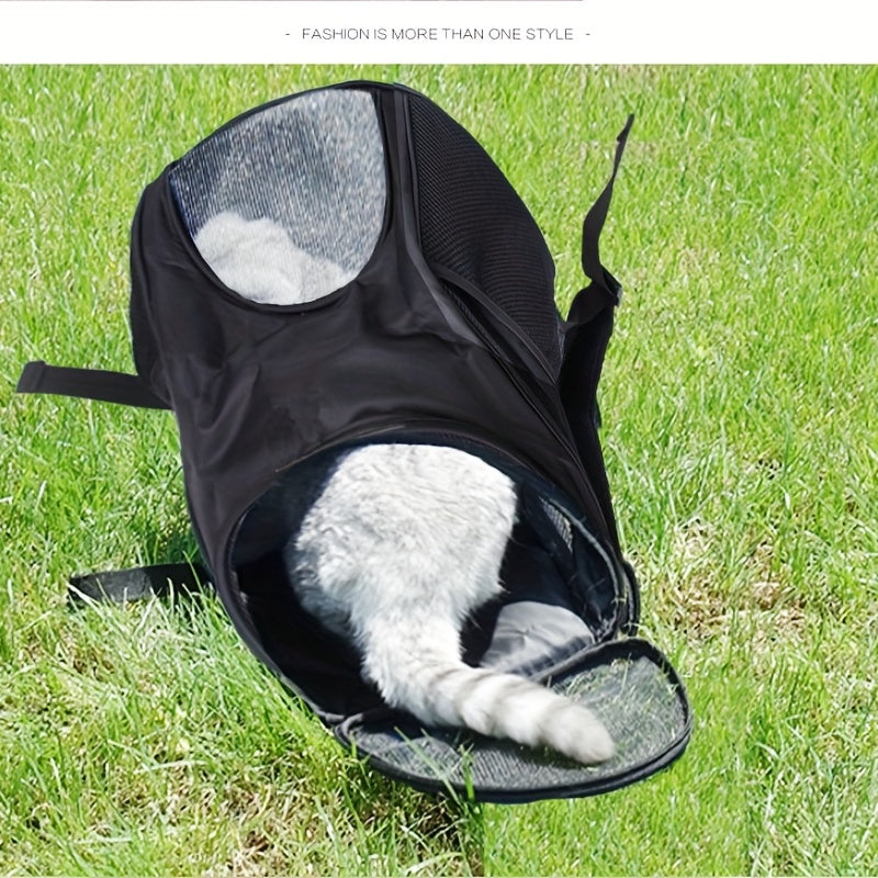 Foldable Pet Travel Carrier Backpack - Durable Red & Black, Breathable Mesh Design with Zipper Closure for Cats & Dogs, Portable Pet Carrier | Stylish Pet Gear | Durable Fabric