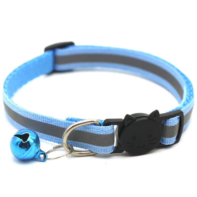 Pet Round Ears Cat Buckle Reflective Cat Head Safety Buckle Separable Cat Dog Bell Collar