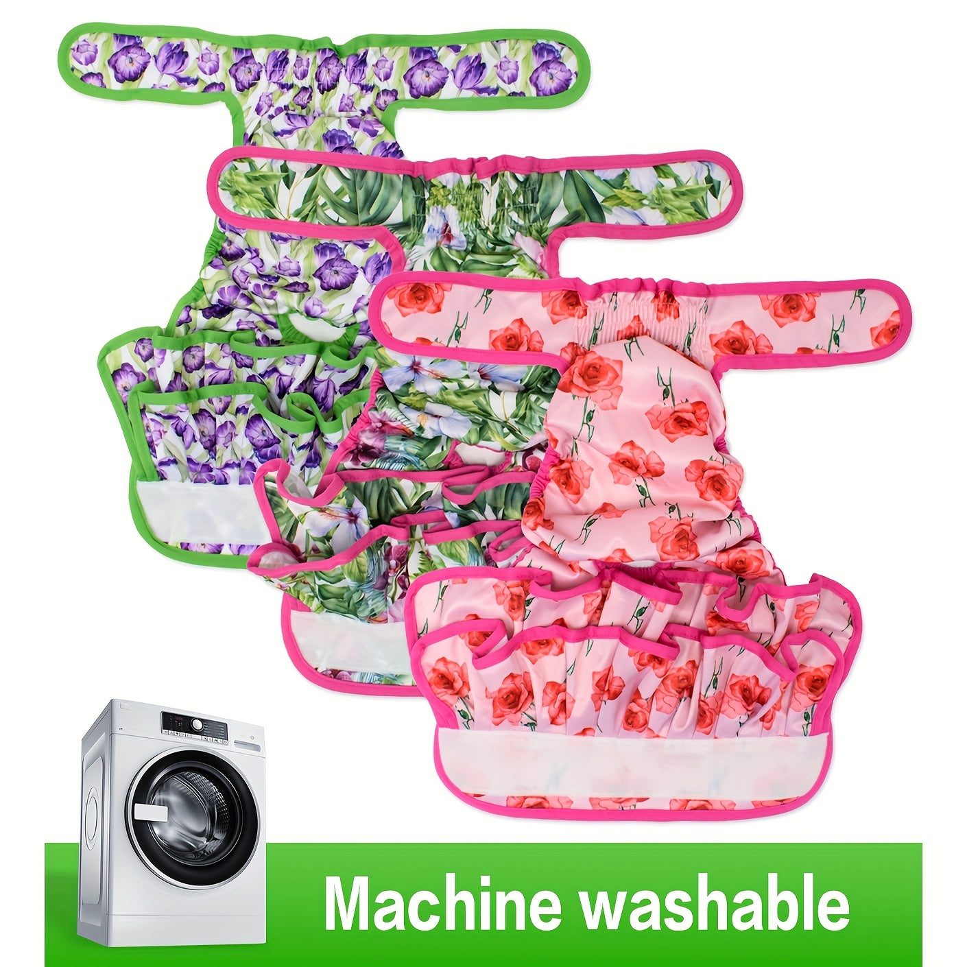 1pc Reusable & Washable Female Dog Diaper in Vibrant Floral Patterns | Soft, Breathable Polyester | Ideal for Heat Cycle & Incontinence | Easy to Use & Clean, Heat Cycle Care|Stylish Pet Wear|Washable Pet Item, Doggie Diapers