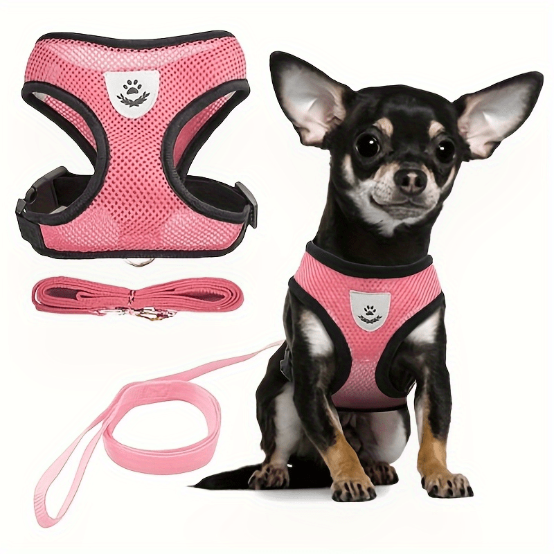 Reflective Pet Harness And Leash Set For Dogs And Cats, Adjustable Puppy Cat Vest Harness With Soft Mesh