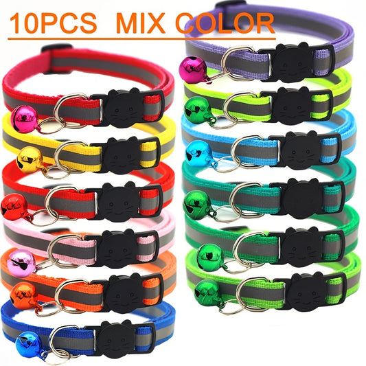 Pet Round Ears Cat Buckle Reflective Cat Head Safety Buckle Separable Cat Dog Bell Collar