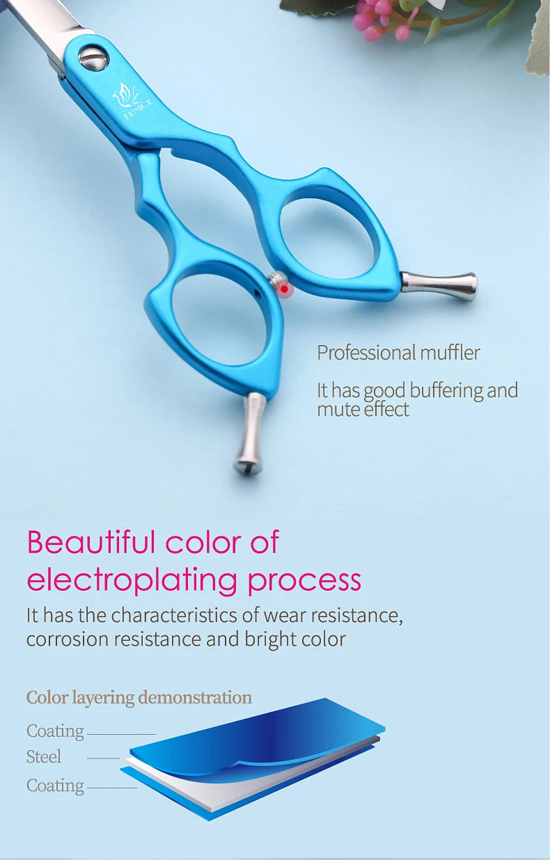 Fenice Professional JP440C&VG10 Colorful 6.0 6.5 Inch Curved Grooming Scissors Pet Scissor for Dogs Cats
