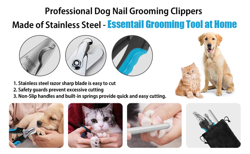Cortador de unhas profissional para animais de estimação com guarda de segurança tesoura de aço inoxidável gato cão para cuidados com as garras suprimentos de preparação tamanho se encaixa