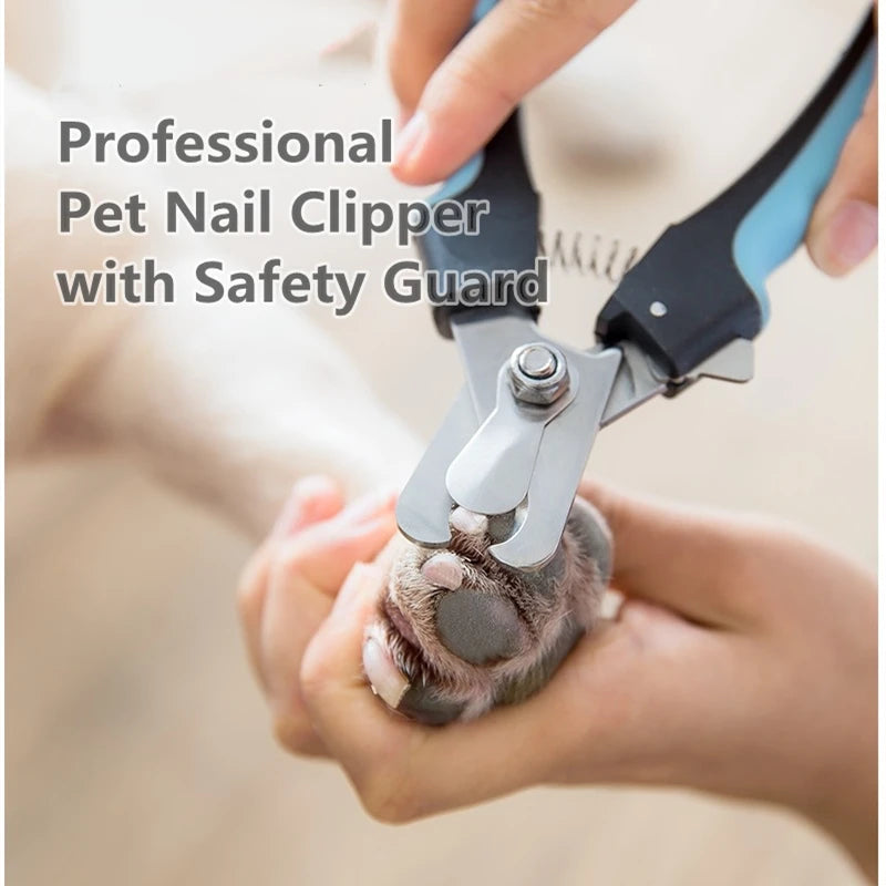 Cortador de unhas profissional para animais de estimação com guarda de segurança tesoura de aço inoxidável gato cão para cuidados com as garras suprimentos de preparação tamanho se encaixa