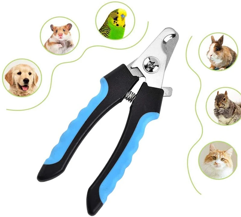 Cortador de unhas profissional para animais de estimação com guarda de segurança tesoura de aço inoxidável gato cão para cuidados com as garras suprimentos de preparação tamanho se encaixa