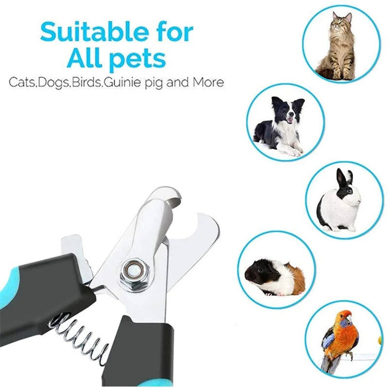 Cortador de unhas profissional para animais de estimação com guarda de segurança tesoura de aço inoxidável gato cão para cuidados com as garras suprimentos de preparação tamanho se encaixa