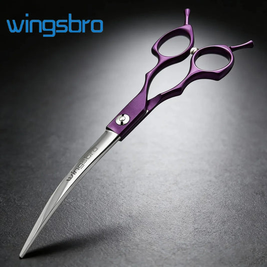 wingsbro 7 inch Pet Curved Scissors Stainless Steel Dog Grooming Shears Cat Curved Scissors Special Designed For Pet Grooming