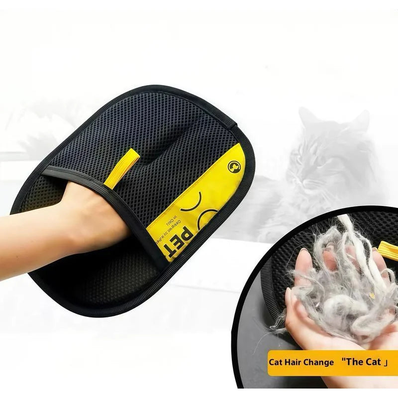 Luvas removedoras de pêlos de animais de estimação eletrostáticas para cães gatos, luva de aliciamento lavável reutilizável com escova de rolo de fiapos 2 em 1 - Seguro não-T