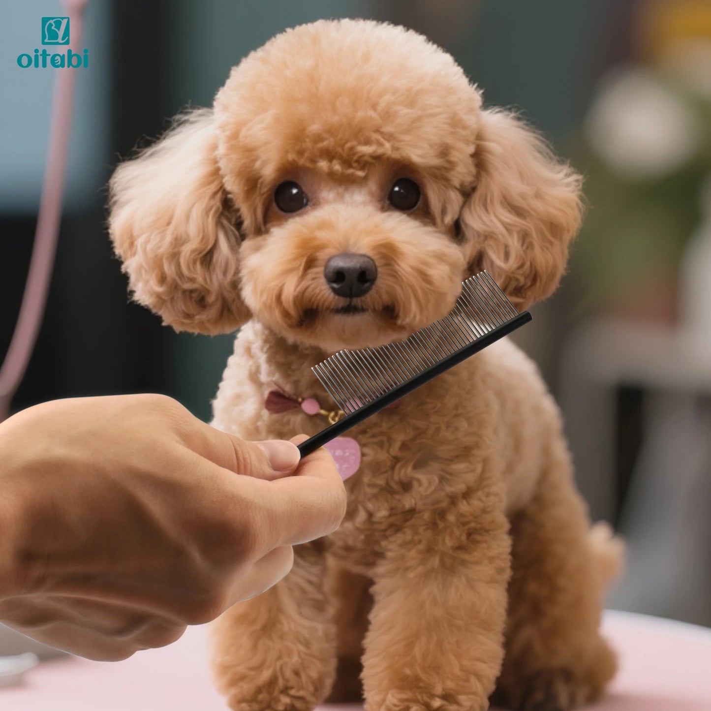 Oitabi Deluxe Pente desembaraçador para animais de estimação para cabelos revestidos, cães e gatos de cabelos longos e curtos, agulha densa para fácil remoção de pelos