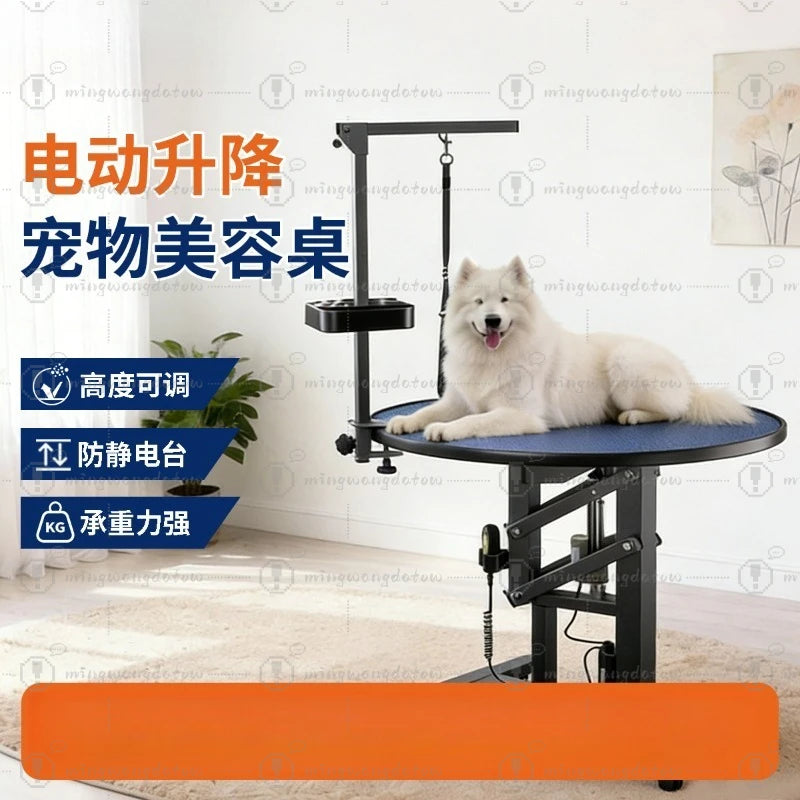 Mesa de Tosa Pneumática para Animais de Estimação, Estação de Tosa Rotativa Redonda, 360 °   Mesa Giratória para Banho de Animais de Estimação, Suporte para Higiene de Cães e Gatos
