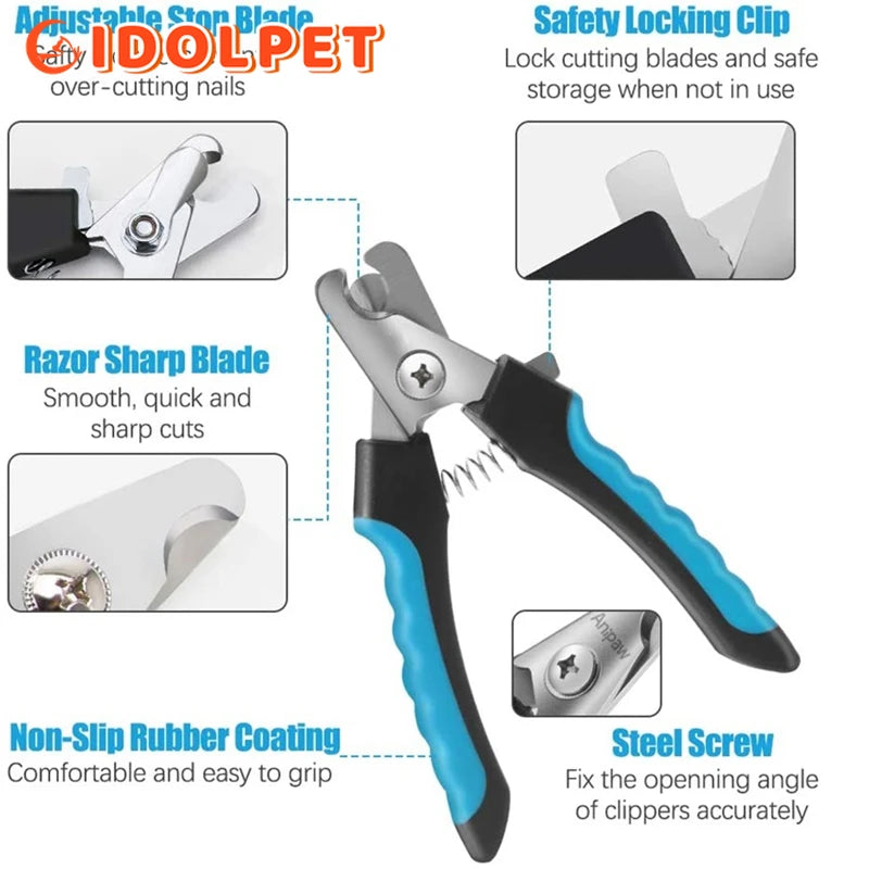 Cortador de unhas profissional para animais de estimação com guarda de segurança tesoura de aço inoxidável gato cão para cuidados com as garras suprimentos de preparação tamanho se encaixa