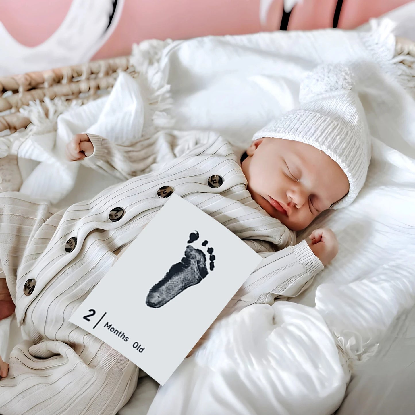 14 PCS Baby Month Newborn Inkless Hand Footprint Kit Paw Print Kit Pet Inkless Hand and Feet Stamp for Dogs 12 Months Baby Month