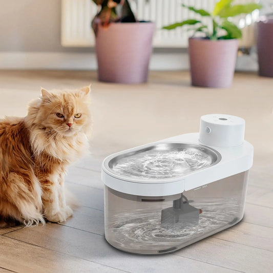 White Pet Water Dispenser, Automatic Fresh Water Flow, Hygienic Design for Cats and Dogs, Convenient & Easy to Use