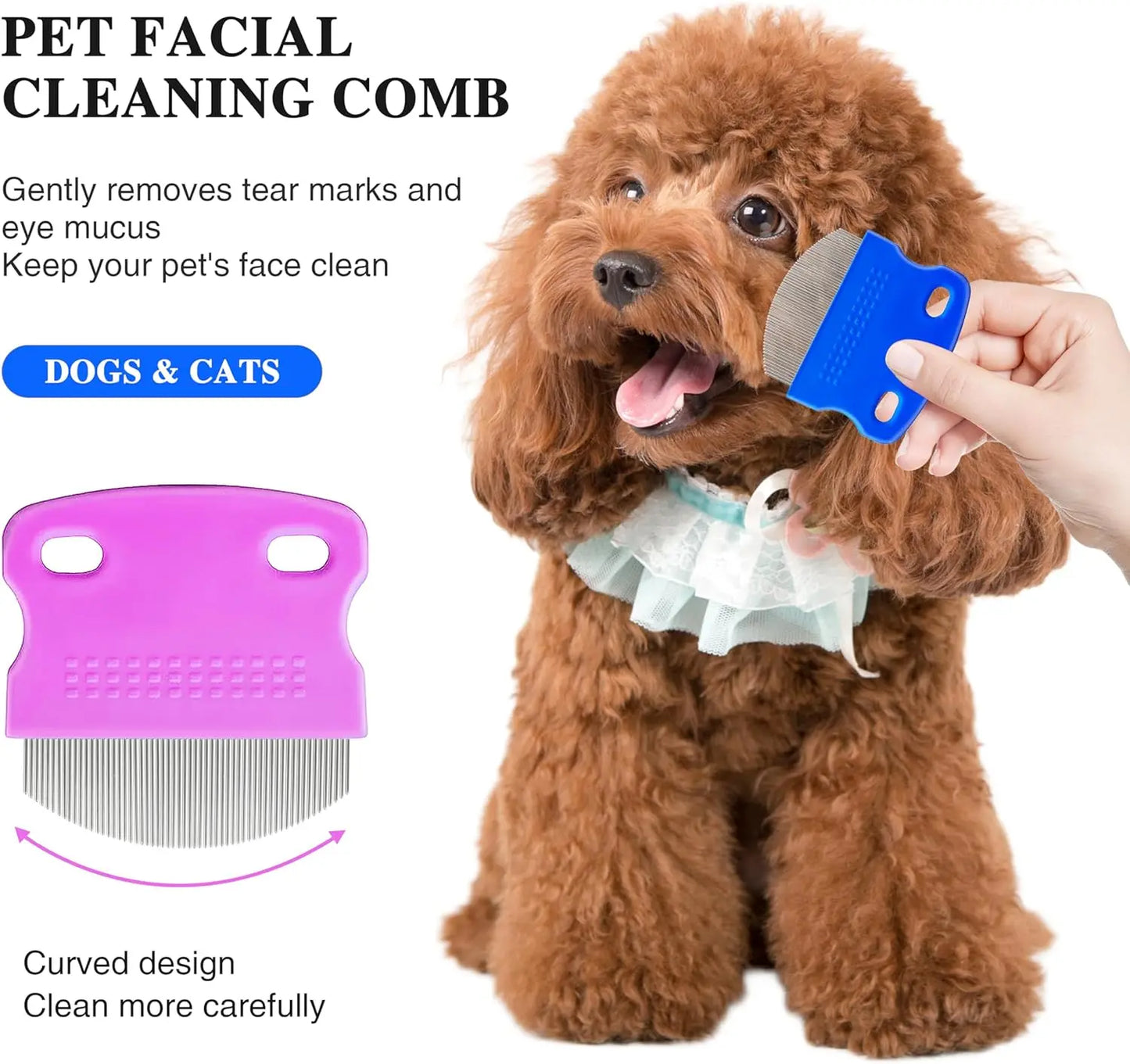 Flea Comb Cat Grooming Comb Set 2 Pcs/set Removes Mucus and Crust Small Lice Flea Combs Cats Supplies Pet Comb