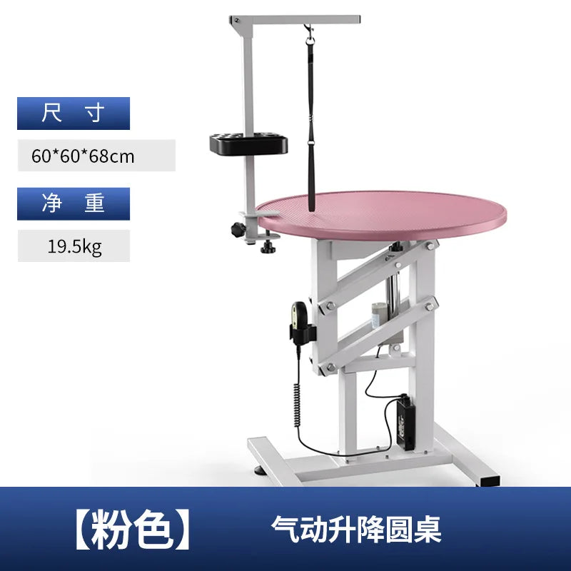 Mesa de Tosa Pneumática para Animais de Estimação, Estação de Tosa Rotativa Redonda, 360 °   Mesa Giratória para Banho de Animais de Estimação, Suporte para Higiene de Cães e Gatos