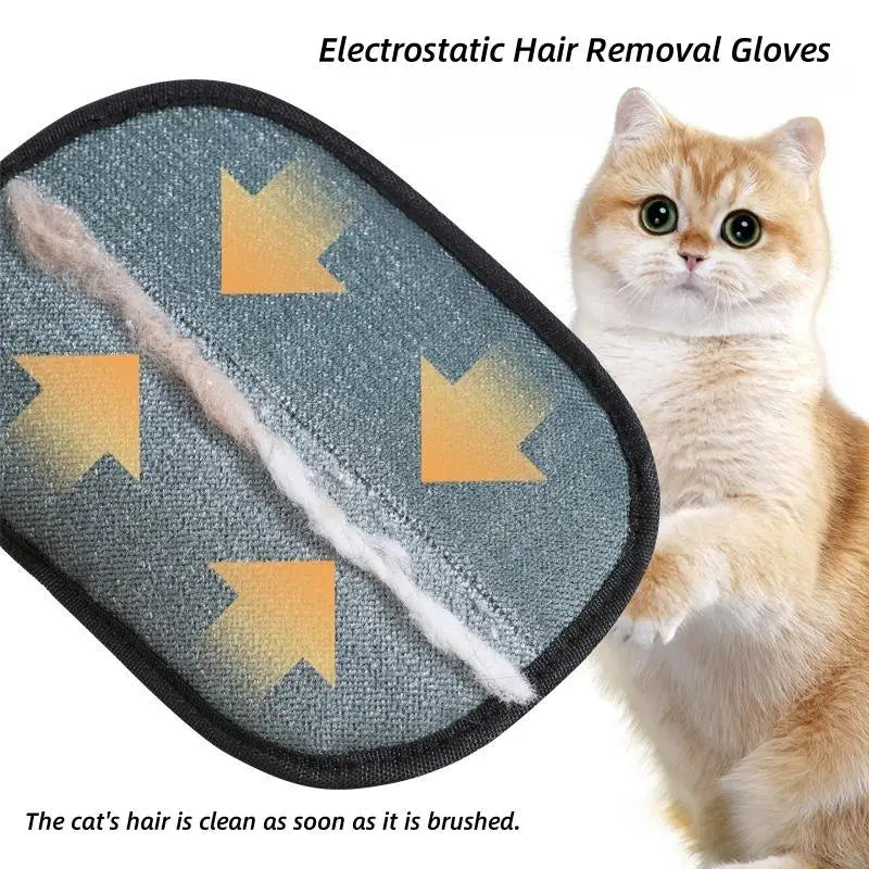 Luvas removedoras de pêlos de animais de estimação eletrostáticas para cães gatos, luva de aliciamento lavável reutilizável com escova de rolo de fiapos 2 em 1 - Seguro não-T