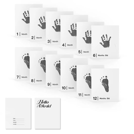14 PCS Baby Month Newborn Inkless Hand Footprint Kit Paw Print Kit Pet Inkless Hand and Feet Stamp for Dogs 12 Months Baby Month