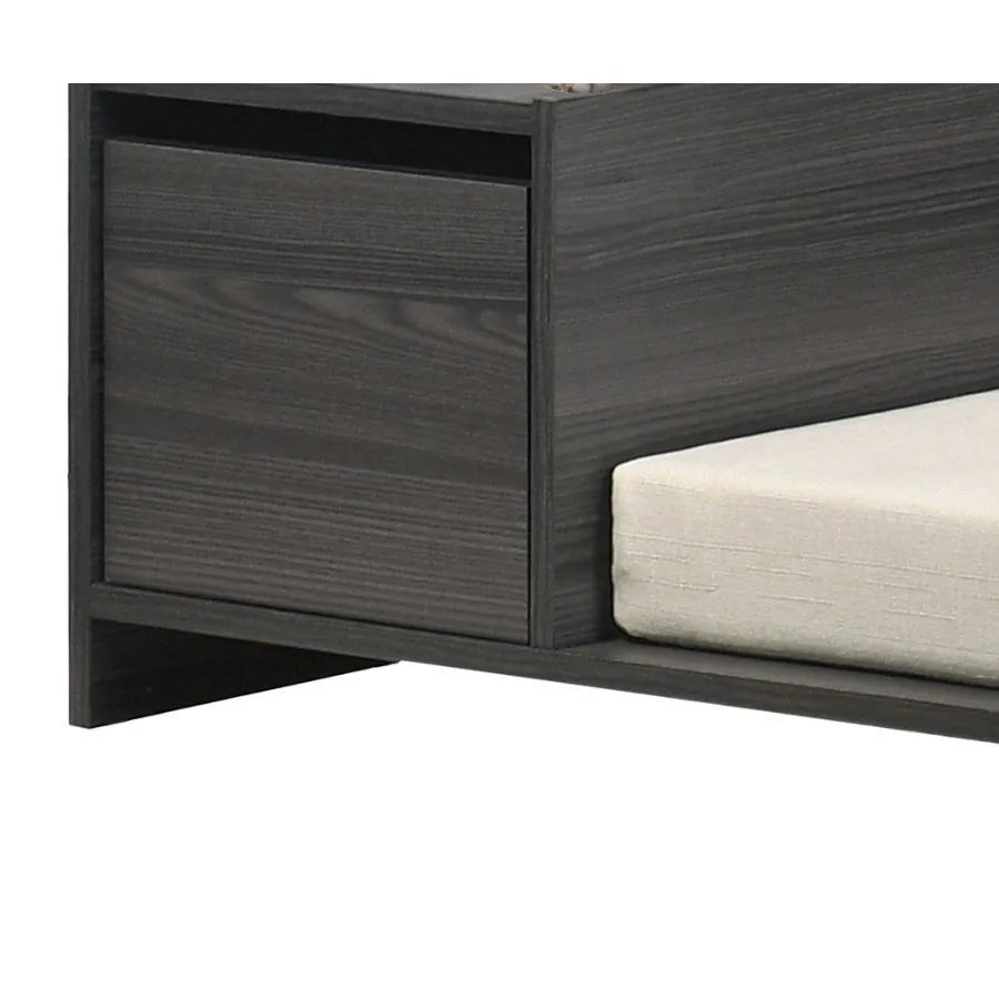 Esme Ash Gray 47 Wide Modern Comfy Pet Bed with Cushion and Side Storage Compartment