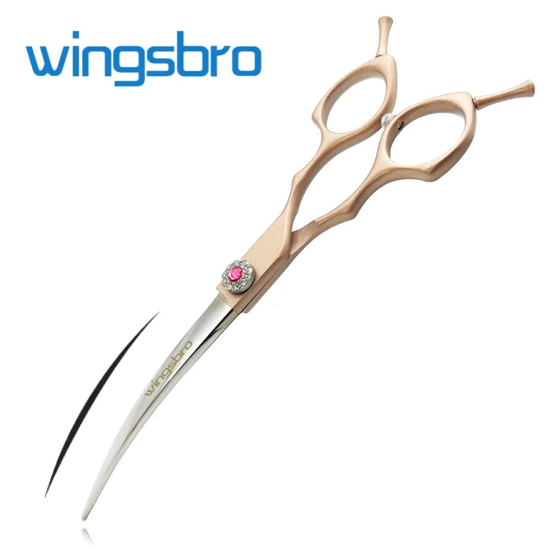 wingsbro 7 inch Pet Curved Scissors Stainless Steel Dog Grooming Shears Cat Curved Scissors Special Designed For Pet Grooming
