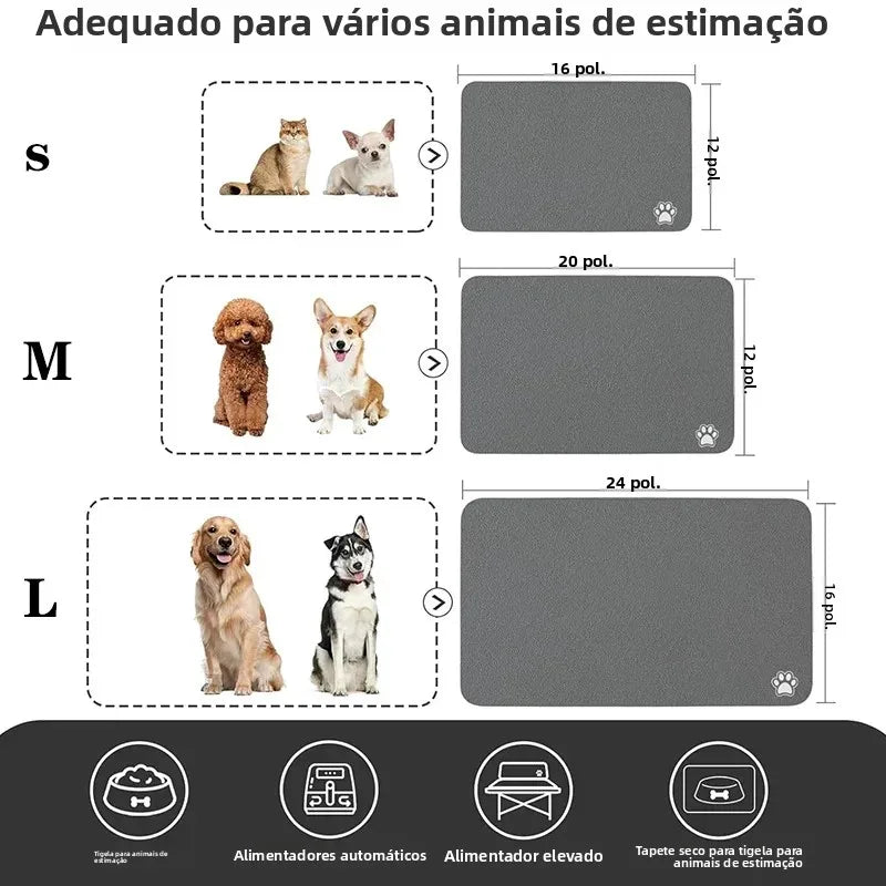 Tapete Absorvente para Alimentação de Animais de Estimação, Tapete para Cães e Gatos para Comida e Água, Fácil de Limpar, Tapetes para Animais de Estimação de Secagem Rápida para Bebedores Desordenados