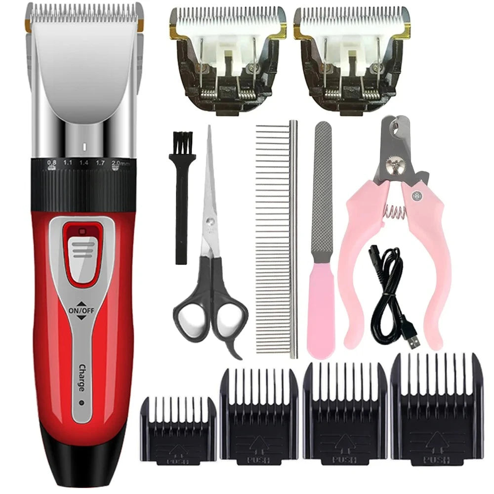 Máquina de cortar cabelo para animais de estimação/gato/coelho, aparador profissional, conjunto de barbeador para animais de estimação, sem fio, recarregável, promoções