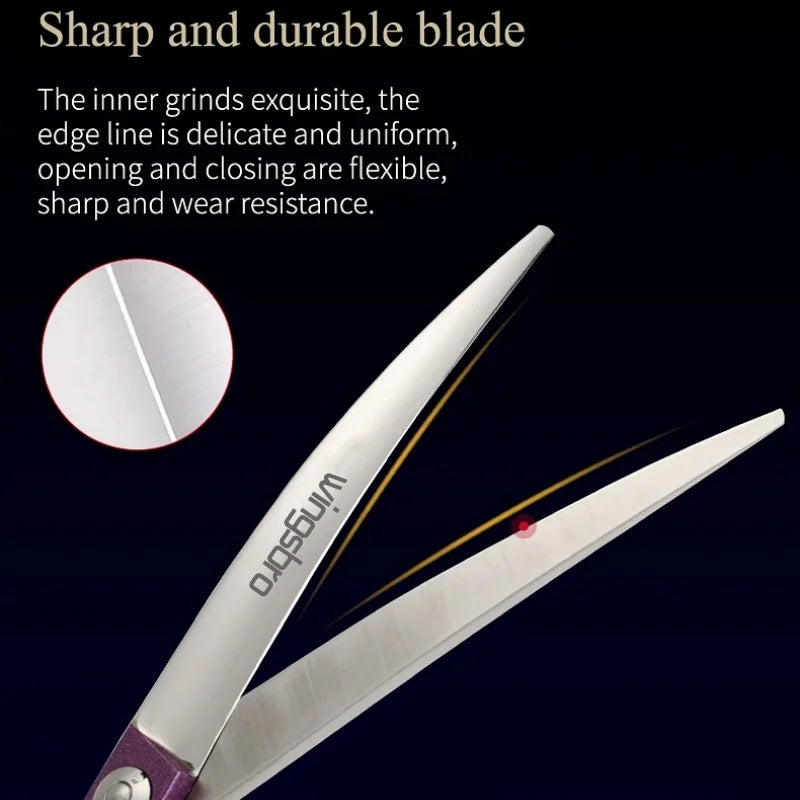 wingsbro 7 inch Pet Curved Scissors Stainless Steel Dog Grooming Shears Cat Curved Scissors Special Designed For Pet Grooming