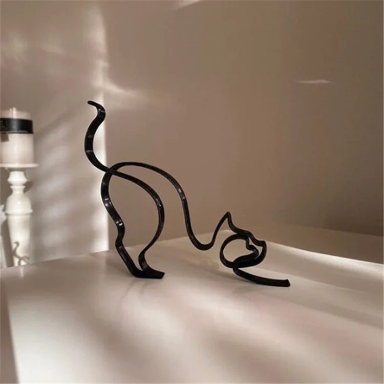 Dog Art Sculpture Metal Dog Abstract Minimalist Art Iron Figurines Office Desktop Accessories For Home Decoration Cute Miniature