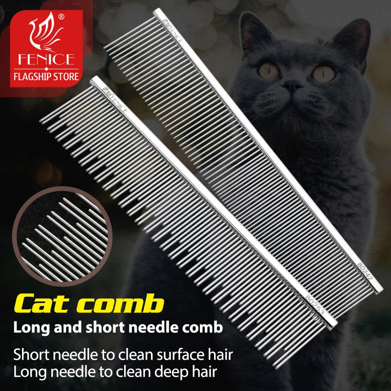 Fenice profissional anti-corrosão pente de aliciamento para cães gatos cônicos pinos de aço inoxidável suprimentos de preparação para animais de estimação