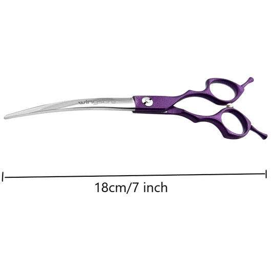 wingsbro 7 inch Pet Curved Scissors Stainless Steel Dog Grooming Shears Cat Curved Scissors Special Designed For Pet Grooming