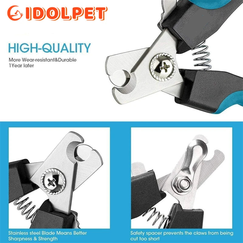 Cortador de unhas profissional para animais de estimação com guarda de segurança tesoura de aço inoxidável gato cão para cuidados com as garras suprimentos de preparação tamanho se encaixa