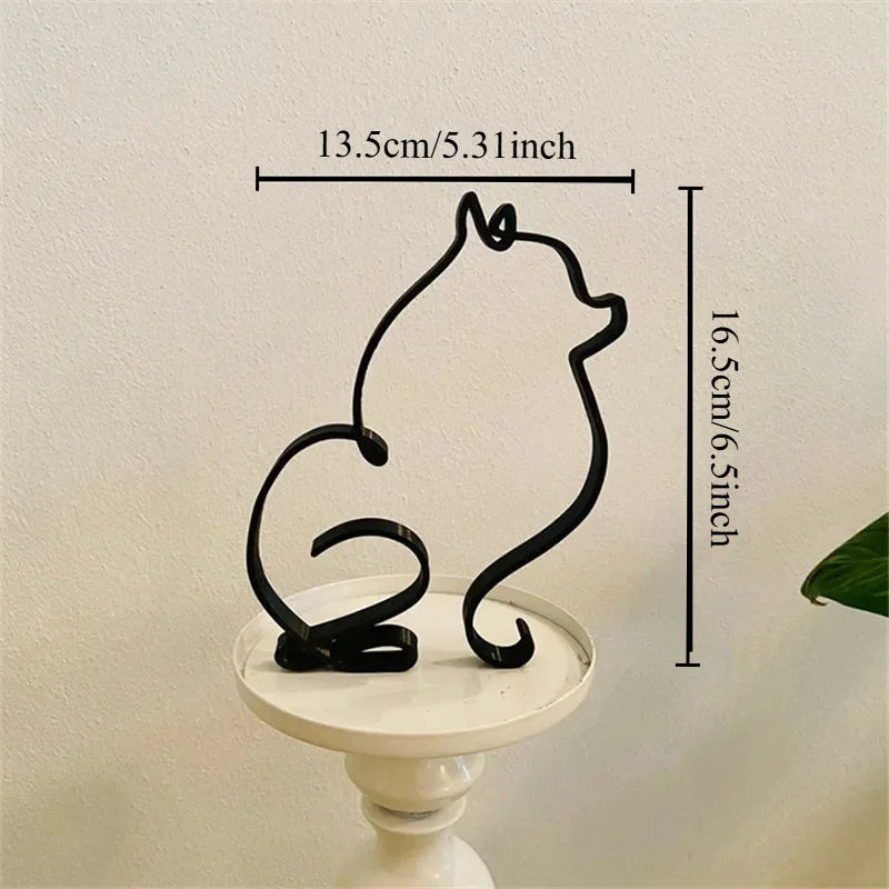 Dog Art Sculpture Metal Dog Abstract Minimalist Art Iron Figurines Office Desktop Accessories For Home Decoration Cute Miniature
