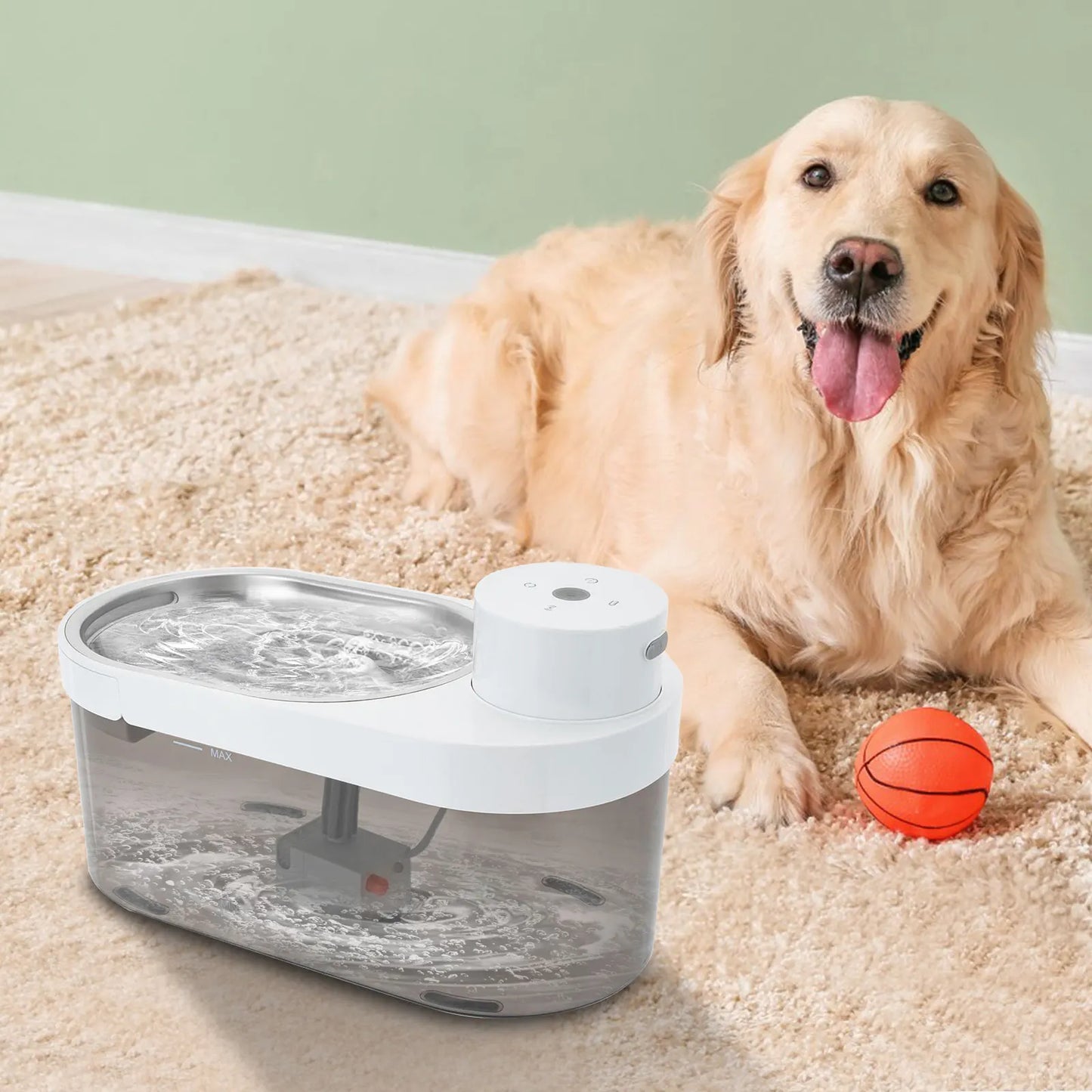 White Pet Water Dispenser, Automatic Fresh Water Flow, Hygienic Design for Cats and Dogs, Convenient & Easy to Use