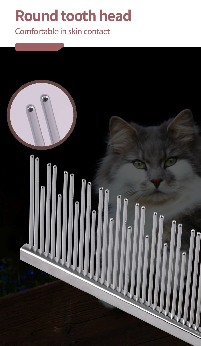 Fenice profissional anti-corrosão pente de aliciamento para cães gatos cônicos pinos de aço inoxidável suprimentos de preparação para animais de estimação