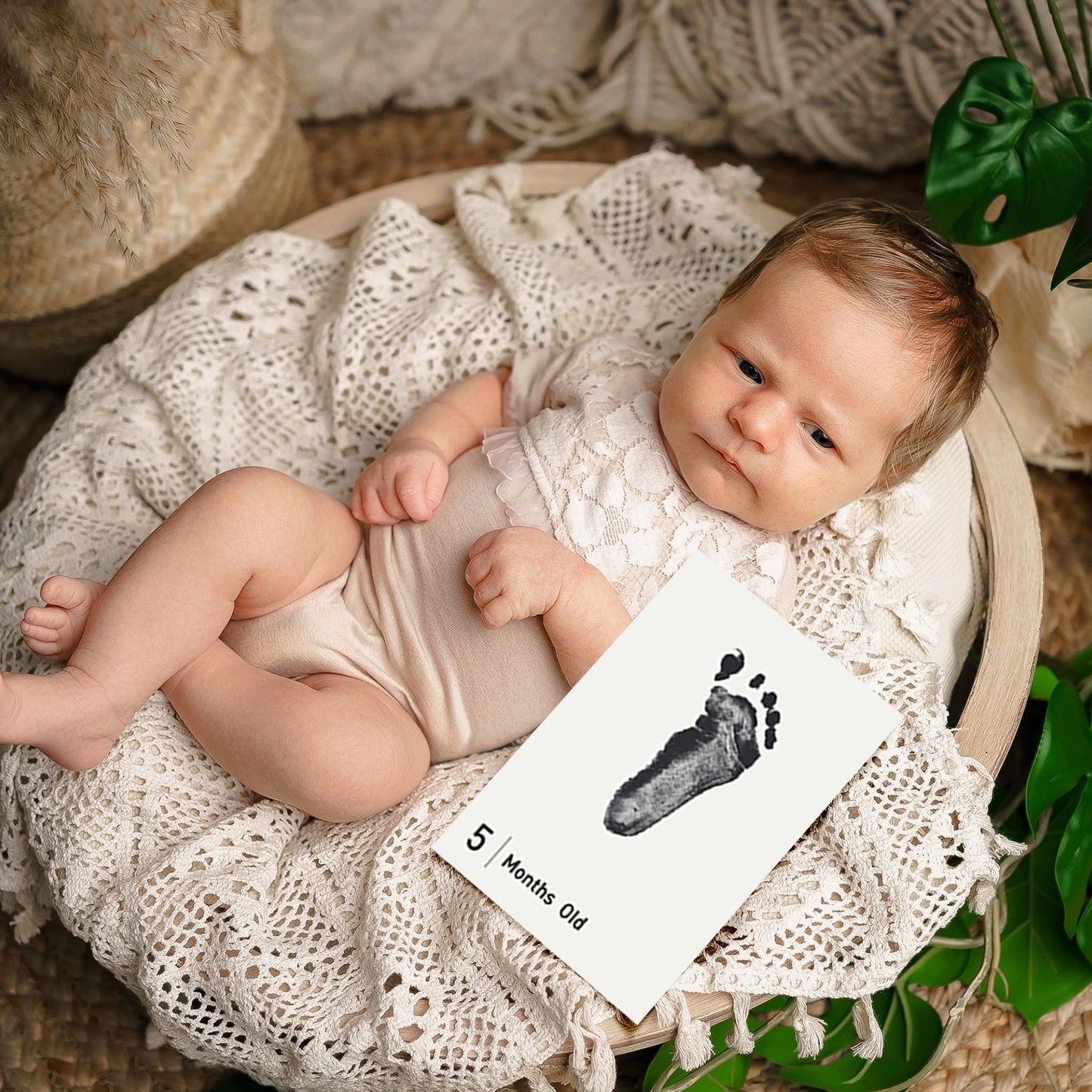 14 PCS Baby Month Newborn Inkless Hand Footprint Kit Paw Print Kit Pet Inkless Hand and Feet Stamp for Dogs 12 Months Baby Month