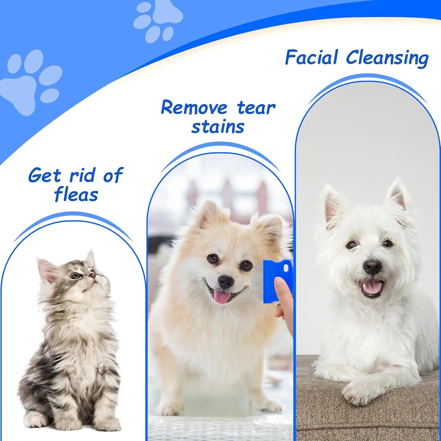 Flea Comb Cat Grooming Comb Set 2 Pcs/set Removes Mucus and Crust Small Lice Flea Combs Cats Supplies Pet Comb