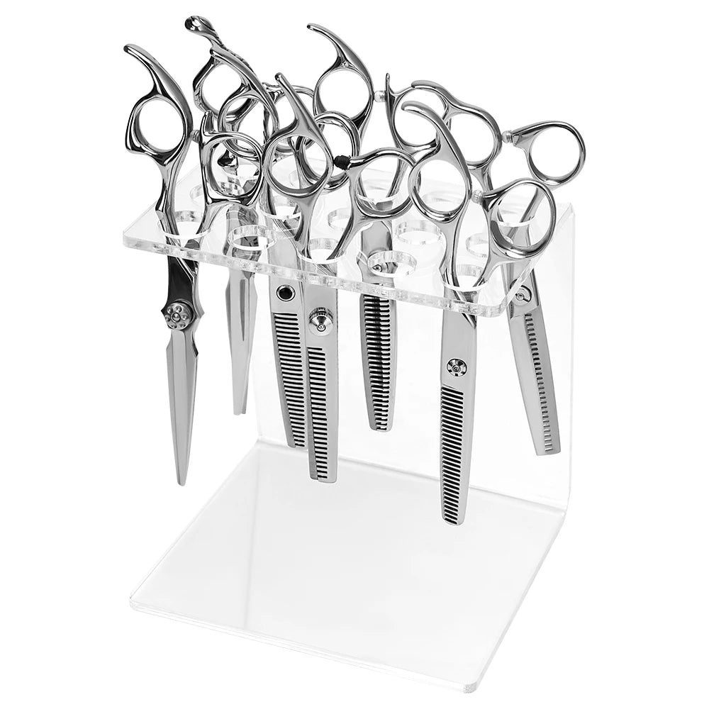15 grades tesoura titular acrílico tesouras expositor cremalheiras de armazenamento maquiagem escova organizador barbeiro cabeleireiro supplie ferramentas