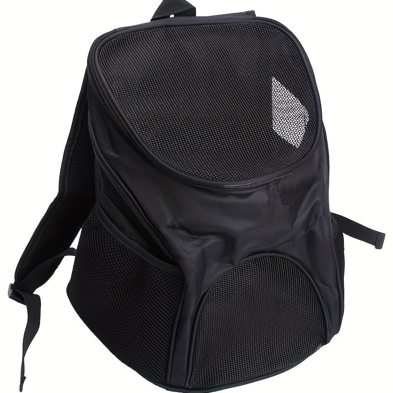 Foldable Pet Travel Carrier Backpack - Durable Red & Black, Breathable Mesh Design with Zipper Closure for Cats & Dogs, Portable Pet Carrier | Stylish Pet Gear | Durable Fabric