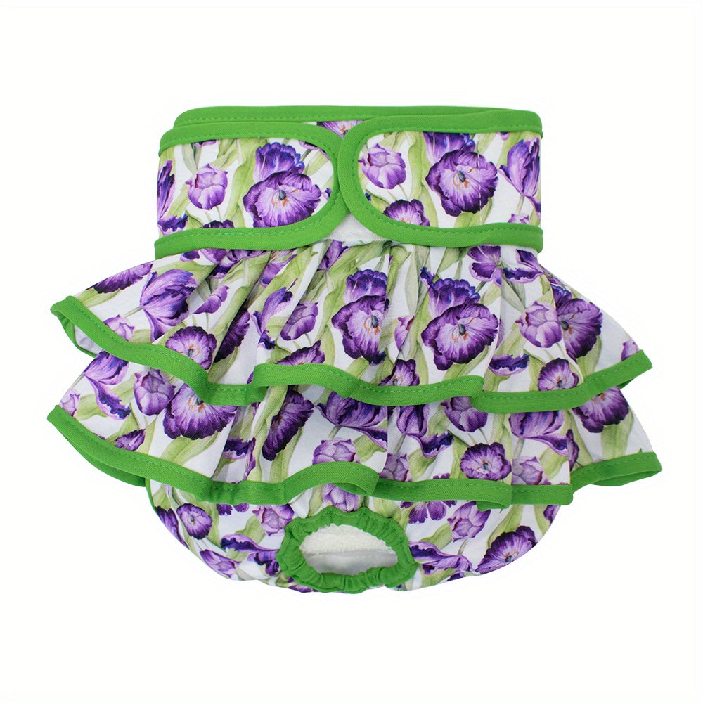 1pc Reusable & Washable Female Dog Diaper in Vibrant Floral Patterns | Soft, Breathable Polyester | Ideal for Heat Cycle & Incontinence | Easy to Use & Clean, Heat Cycle Care|Stylish Pet Wear|Washable Pet Item, Doggie Diapers