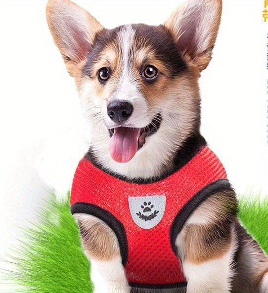 Reflective Pet Harness And Leash Set For Dogs And Cats, Adjustable Puppy Cat Vest Harness With Soft Mesh