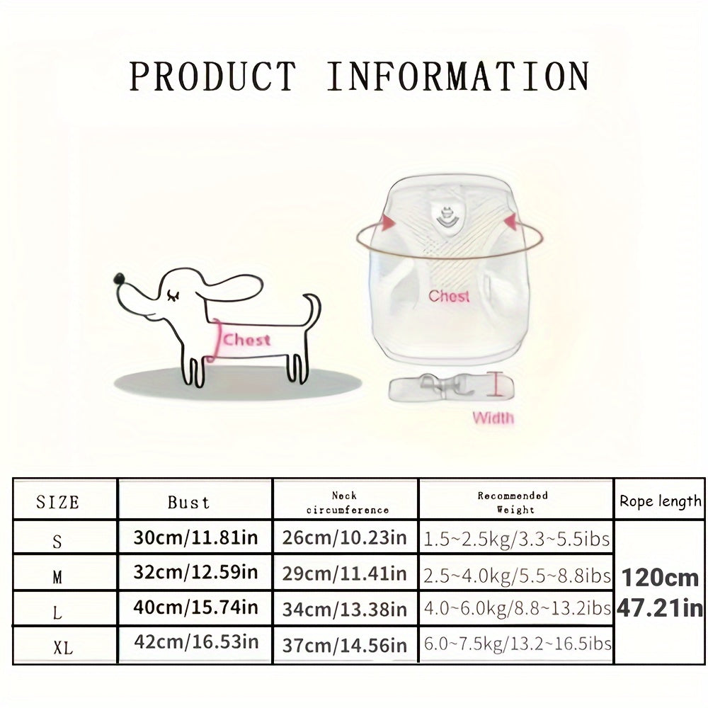 Reflective Pet Harness And Leash Set For Dogs And Cats, Adjustable Puppy Cat Vest Harness With Soft Mesh