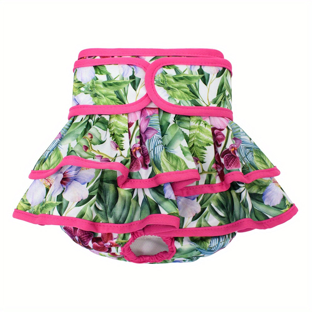1pc Reusable & Washable Female Dog Diaper in Vibrant Floral Patterns | Soft, Breathable Polyester | Ideal for Heat Cycle & Incontinence | Easy to Use & Clean, Heat Cycle Care|Stylish Pet Wear|Washable Pet Item, Doggie Diapers