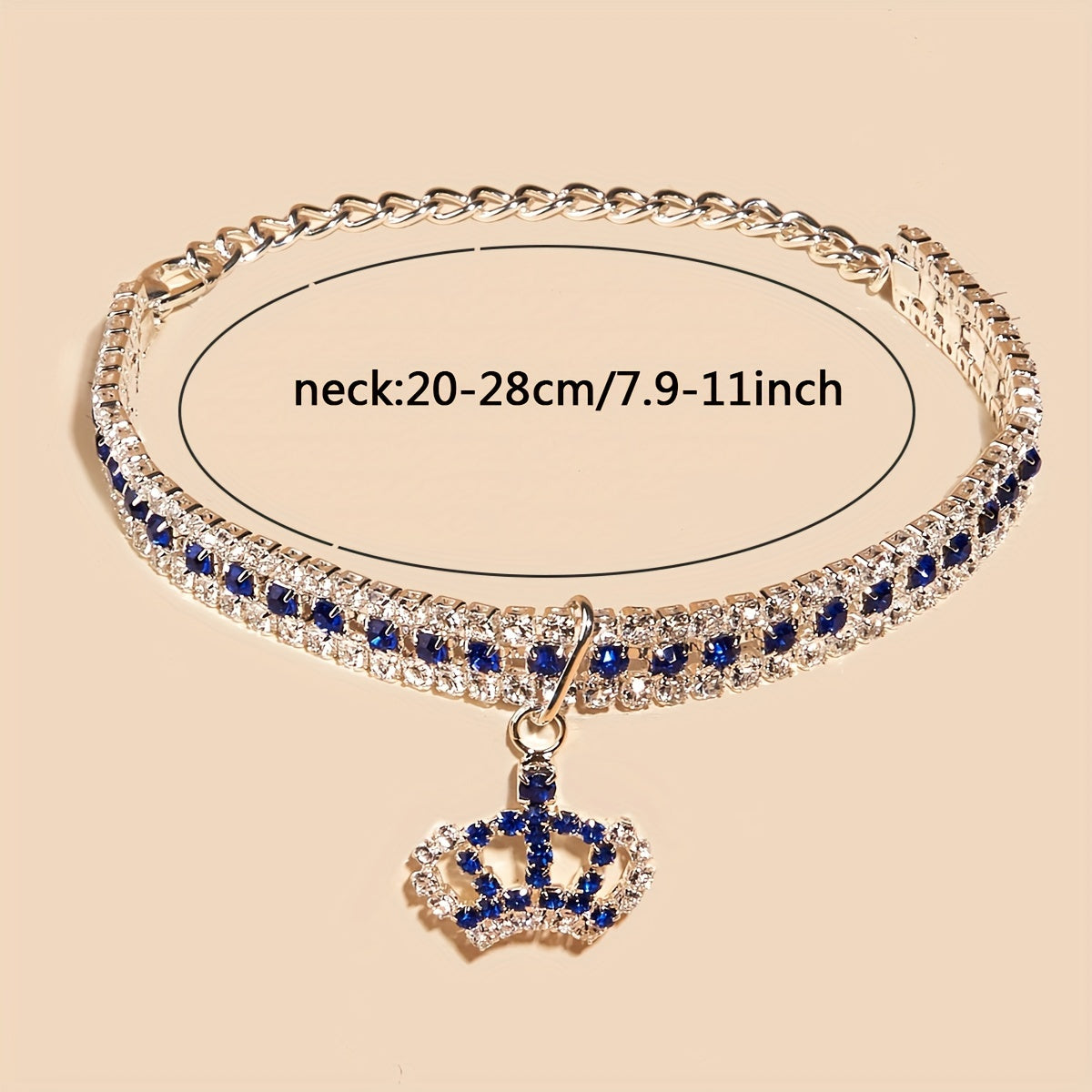 Elegant Pet Rhinestone Crown Pendant Necklace - Sparkling Multicolor Gemstone Accessory for Cats & Dogs, Random Color Selection